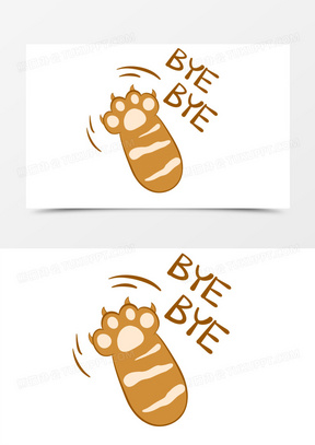 卡通动物手势byebye手绘素材