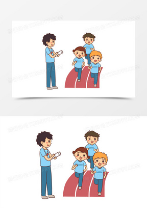 手绘卡通体育老师上课免抠元素