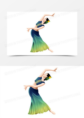 手绘插画风傣族姑娘免抠素材