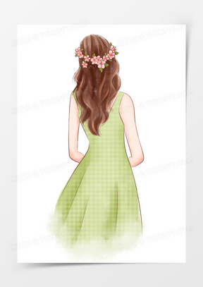 手绘唯孩背影拥抱自然素材102卡通长发背影梳头发80卡通矢量