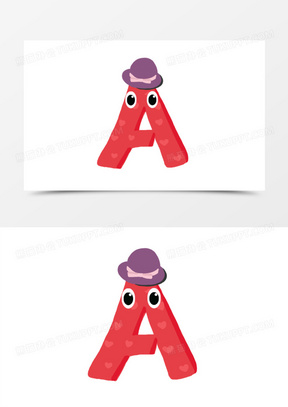 手绘卡通创意英文字母a艺术字