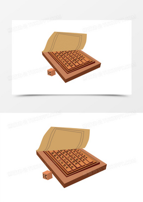 一组矢量风格古代四大发明物件套图之活字印刷术素材