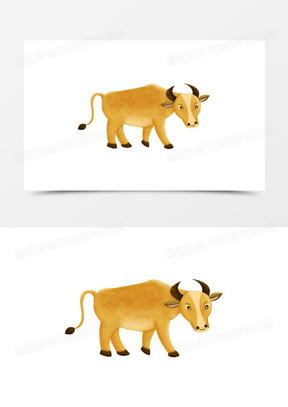 卡通手绘免抠老黄牛素材