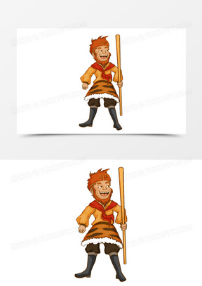 手绘西游记西天取经师徒四人之孙悟空元素