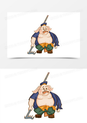 手绘西游记西天取经师徒四人之猪八戒元素