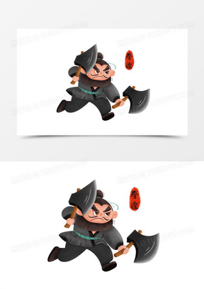 一组手绘q版卡通水浒传人物套图之李逵免抠元素