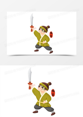 一组手绘q版卡通水浒传人物套图之杨志免抠元素