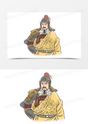 手绘南宋大将军岳飞水彩插画免抠元素