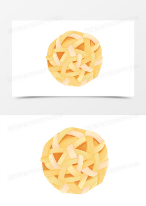 手绘插画风竹编蹴鞠球素材