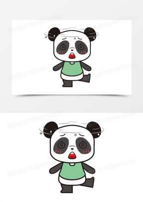 一组手绘可爱熊猫表情包套图之头晕素材