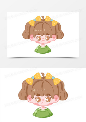 手绘女孩撇嘴表情包免抠素材