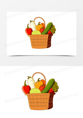 手绘卡通菜篮子蔬果免抠元素