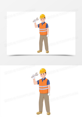 一组手绘风不同职业劳动者形象合集之建筑工人元素