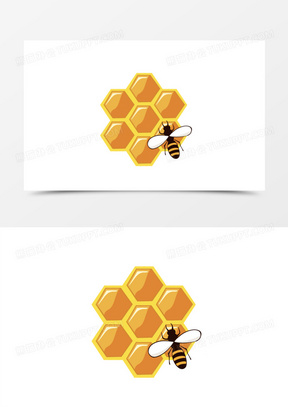 卡通六边形蜂巢蜜蜂元素
