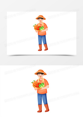 手绘不同职业劳动者合集之农民免抠素材