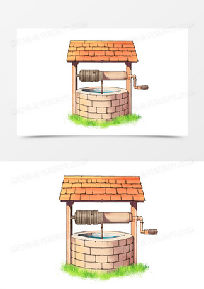 手绘卡通绳子水井元素