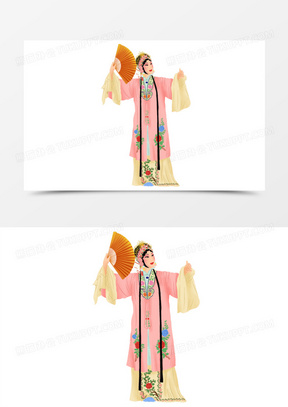 一组手绘插画风非物质文化遗产之昆曲人物元素