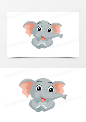 手绘拟人动物大象免抠元素
