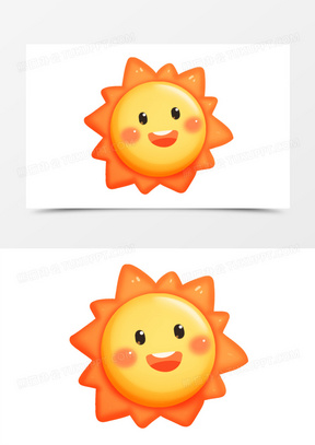 一组卡通太阳拟人表情套图一免抠素材