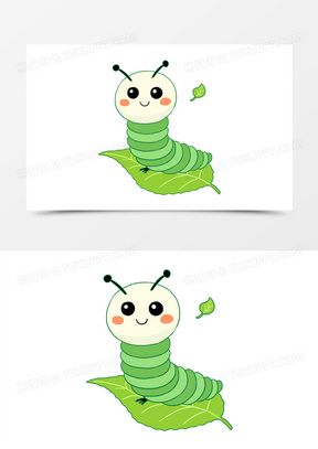 手绘卡通拟人蚕宝宝免抠元素