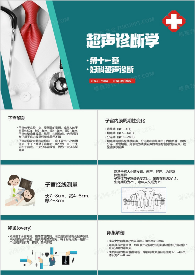 绿色简约风超声诊断学PPT模板