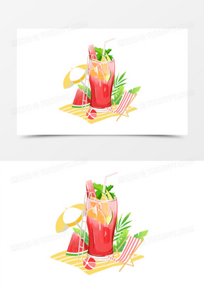 手绘西瓜汁插画设计
