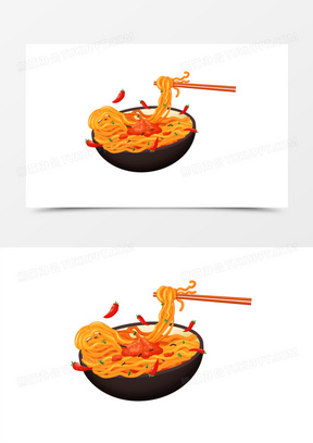 手绘插画方便面火鸡面免抠素材
