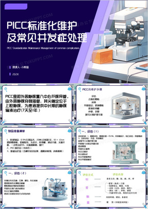 紫色卡通风PICC标准化维护PPT模板