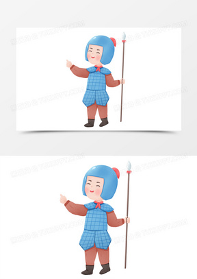 手绘免抠古代士兵元素