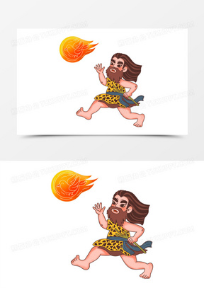 手绘免抠夸父追日故事插画元素