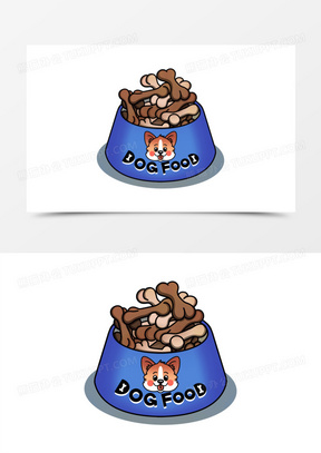 手绘混合口味的骨头狗粮元素