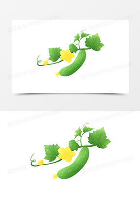 手绘绿色蔬菜黄瓜藤元素