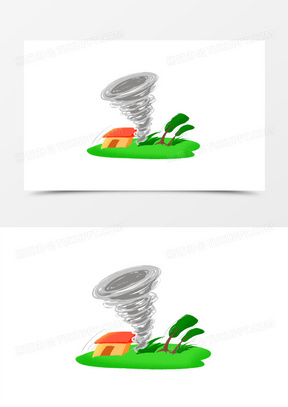 一组卡通自然灾害合集之龙卷风元素