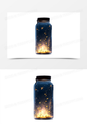 唯美梦幻的萤火虫玻璃瓶元素