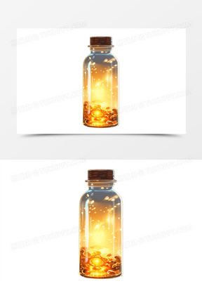 装着萤火虫的玻璃瓶发光的瓶子元素