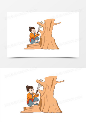 上山砍柴图片卡通