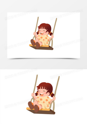 手绘卡通荡秋千免抠元素