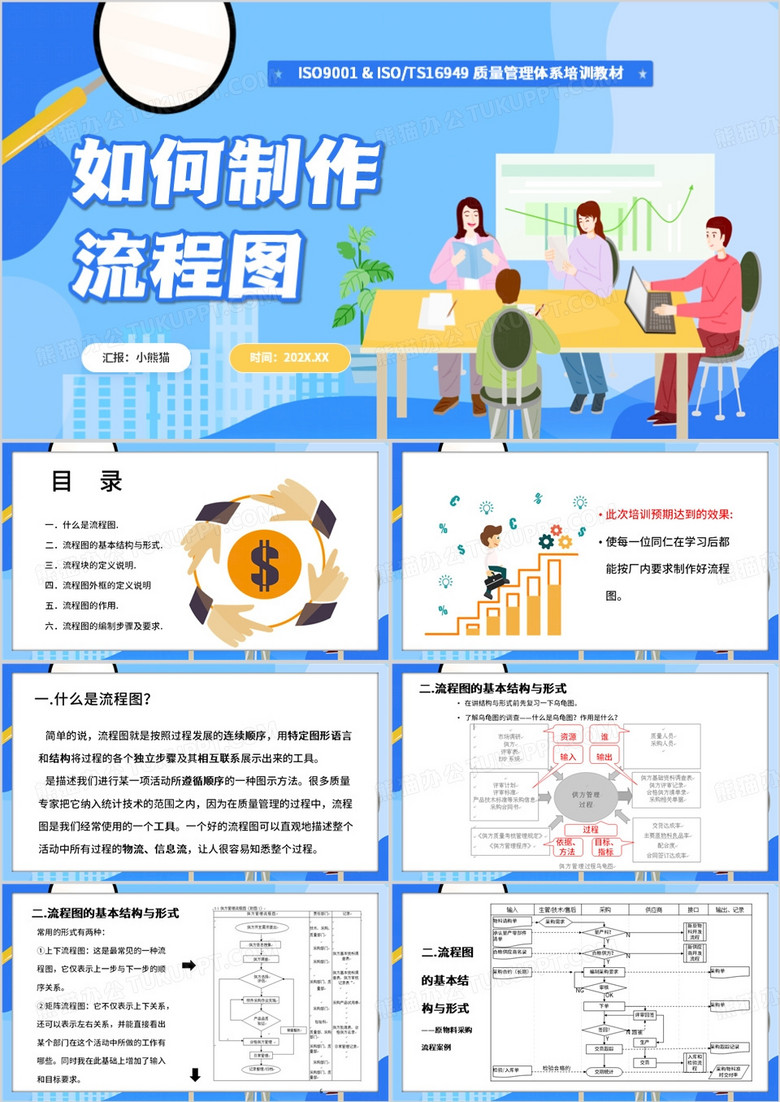 蓝色扁平化如何制作流程图PPT模板