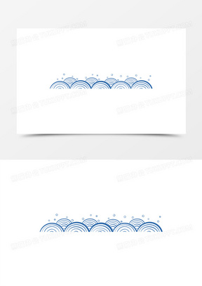 一组蓝色线条纹波浪水波装饰套图六元素