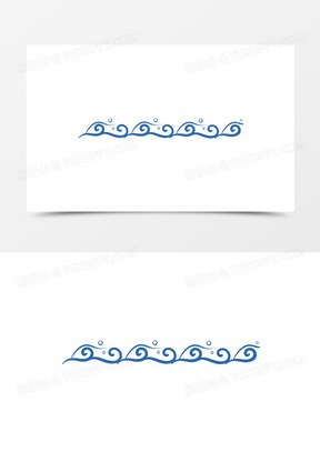 一组蓝色线条纹波浪水波装饰套图五元素