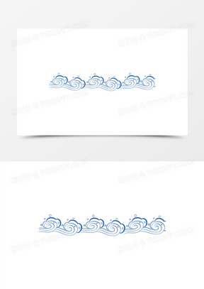 一组蓝色线条纹波浪水波装饰套图四元素