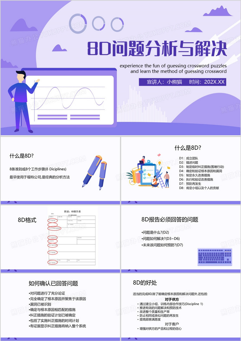 紫色简约风问题分析与解决分析PPT模板