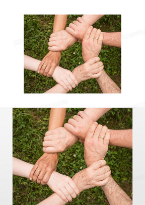 手牵手互相加油打气的团队合作图片