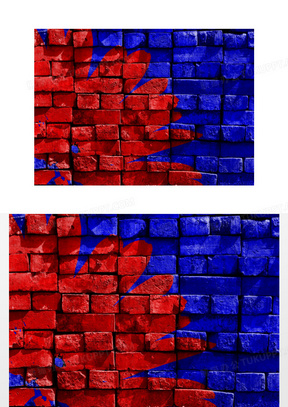 红蓝砖墙背景图片