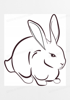 小白兔简笔画黑白图片