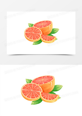 插画风水果红心西柚素材