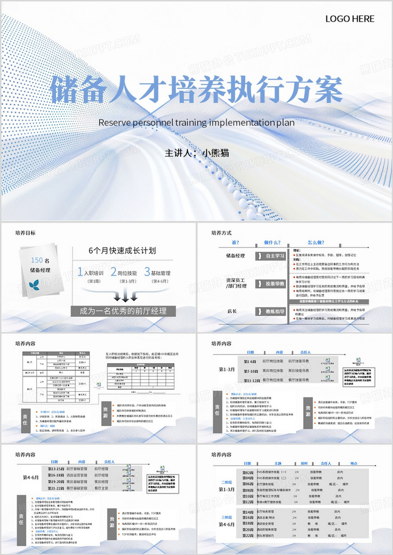 蓝色简约风储备人才培养执行方案PPT模板