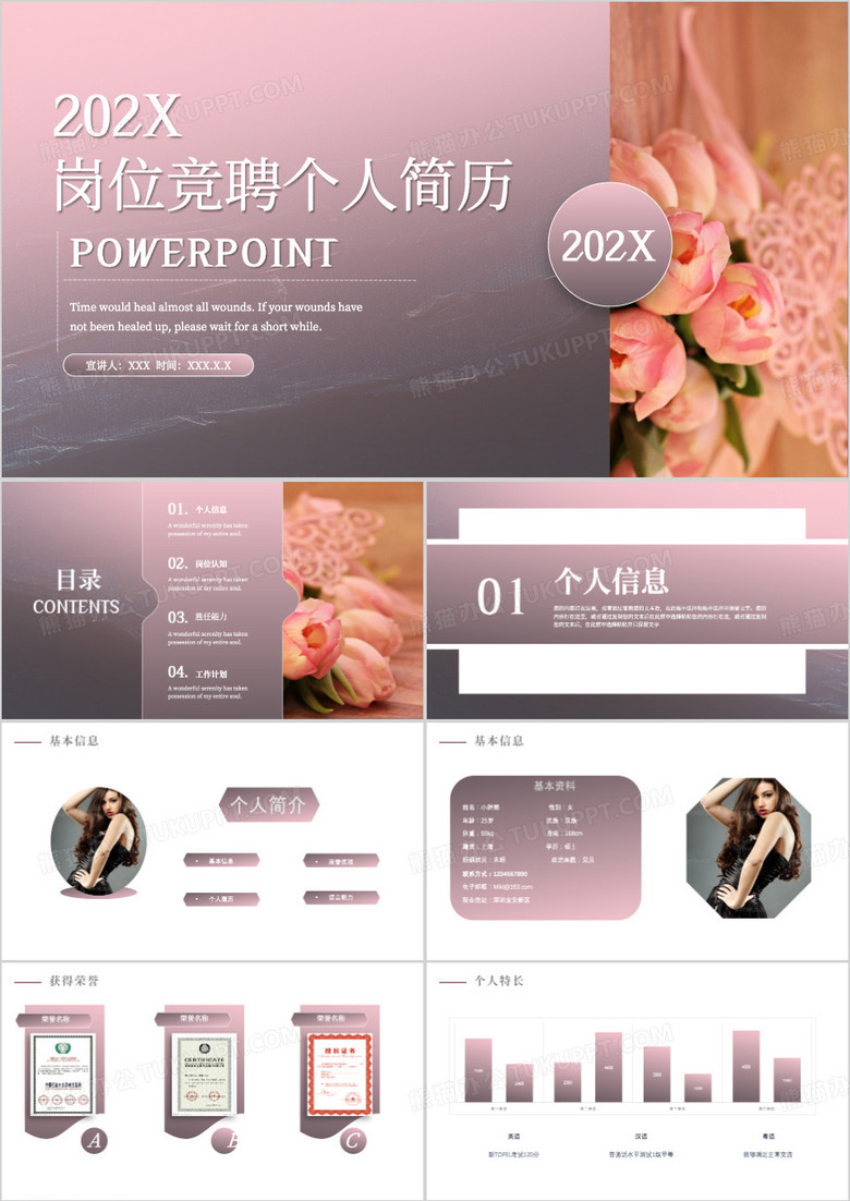 简约风岗位竞聘个人简历PPT模板