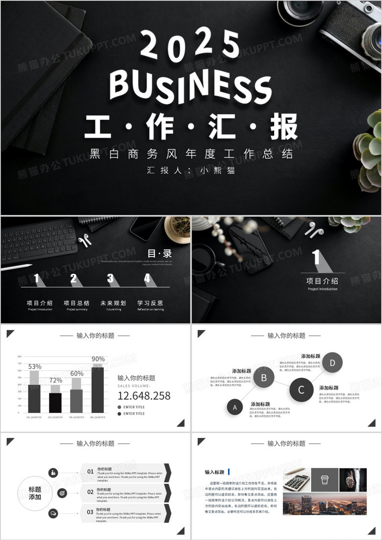 黑色商务2025年终工作汇报PPT模板