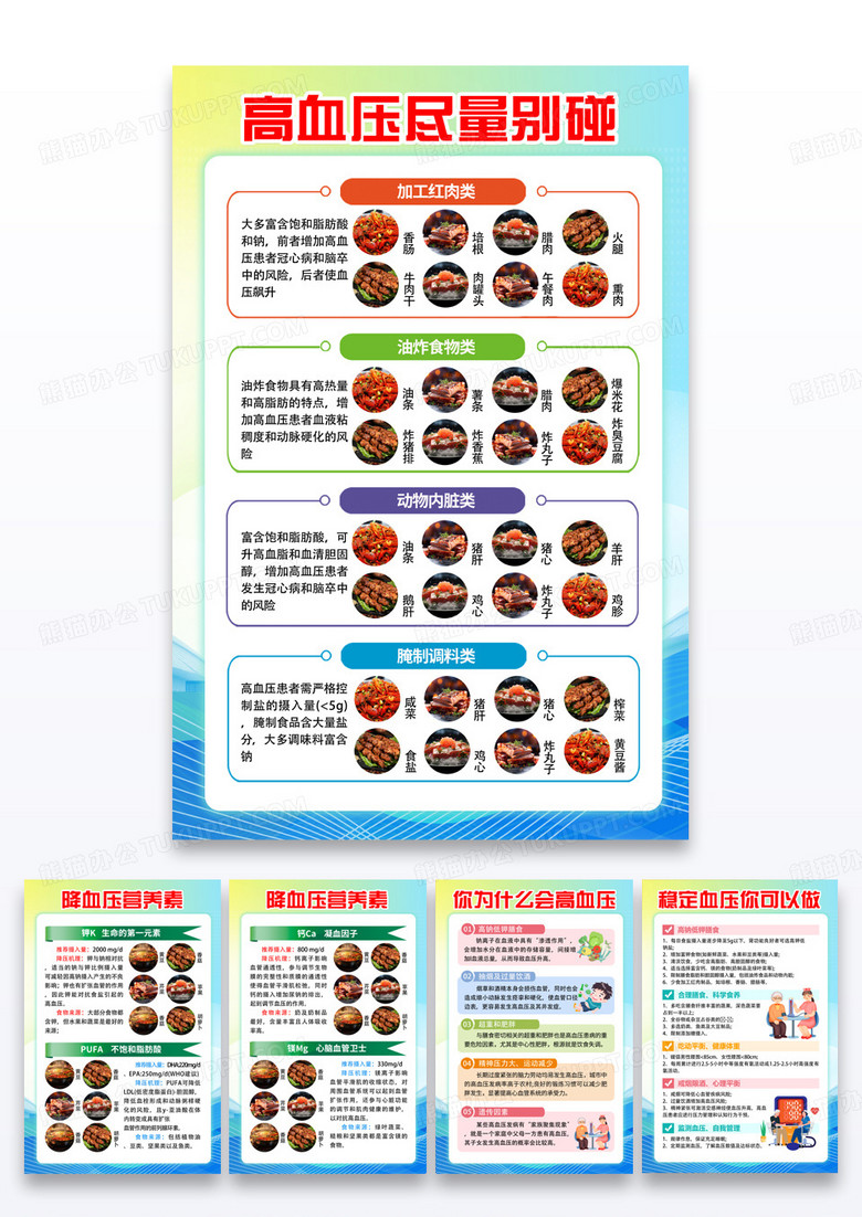 蓝色简约高血压营养食物知识海报背景2025全国高血压日